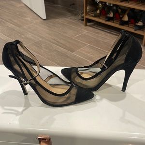 Victoria’s Secret High Heel Black Suede and Mesh Pumps Size USA 6.5 Euro 37